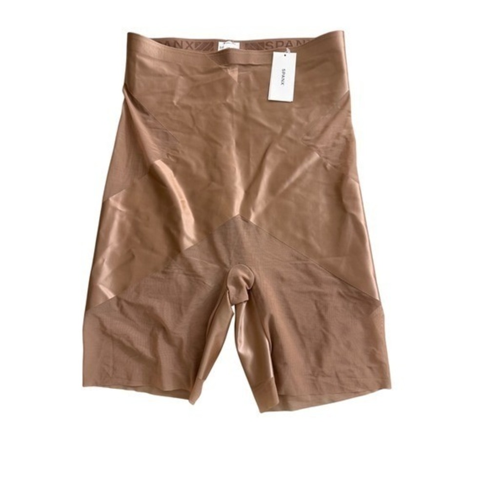 SPANX High-Waisted Mid-Thigh Short in Cafe au Lait Beige Tan XL NWT - Picture 6 of 14